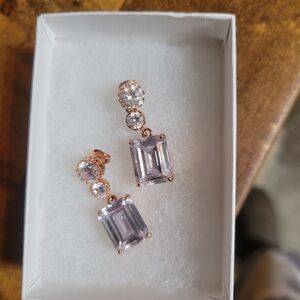 Elegant Rose Gold and Crystal Drop Earrings.